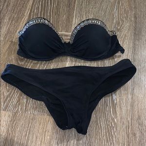 VS strapless gold/black bikini cute back!!